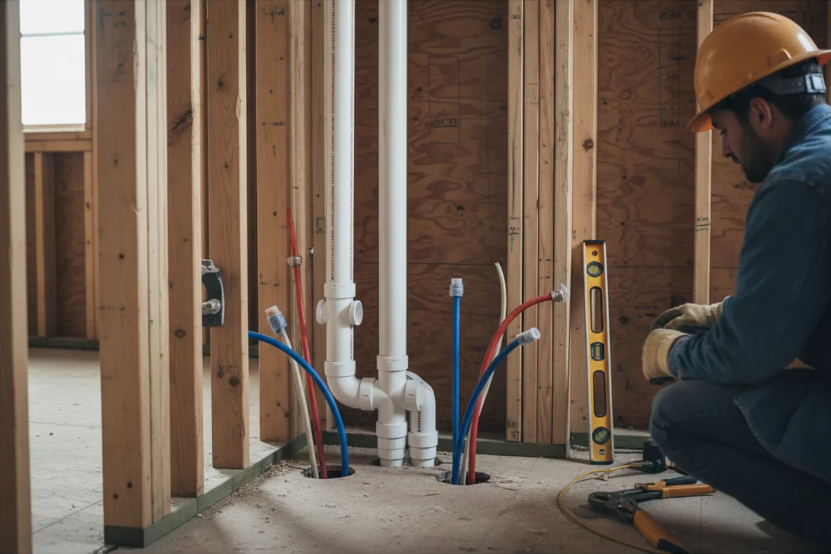 Drain and supply rough-in during Garbage Disposal Repair in Hacksneck