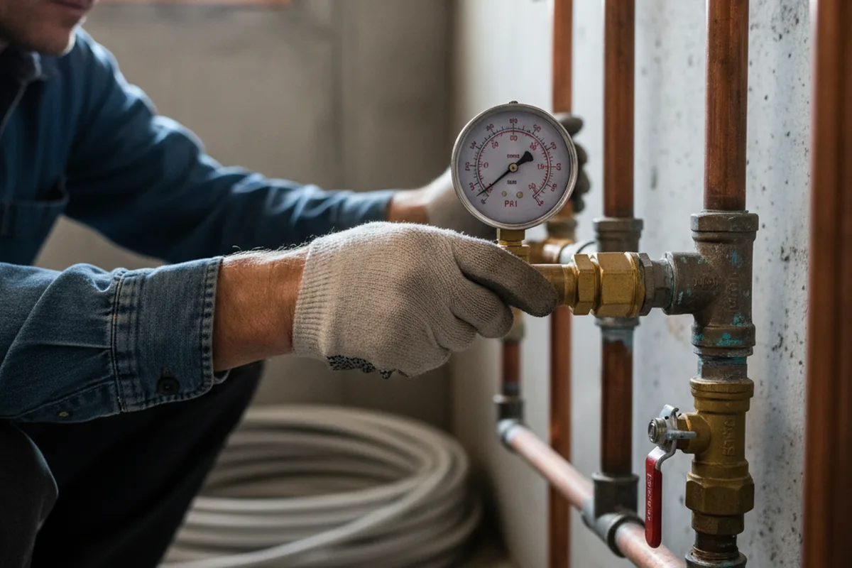 Pressure testing a repaired line during Water Line Repair in Hacksneck